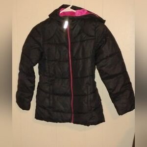 Wonder Nation Black Puffer with Pink Accents